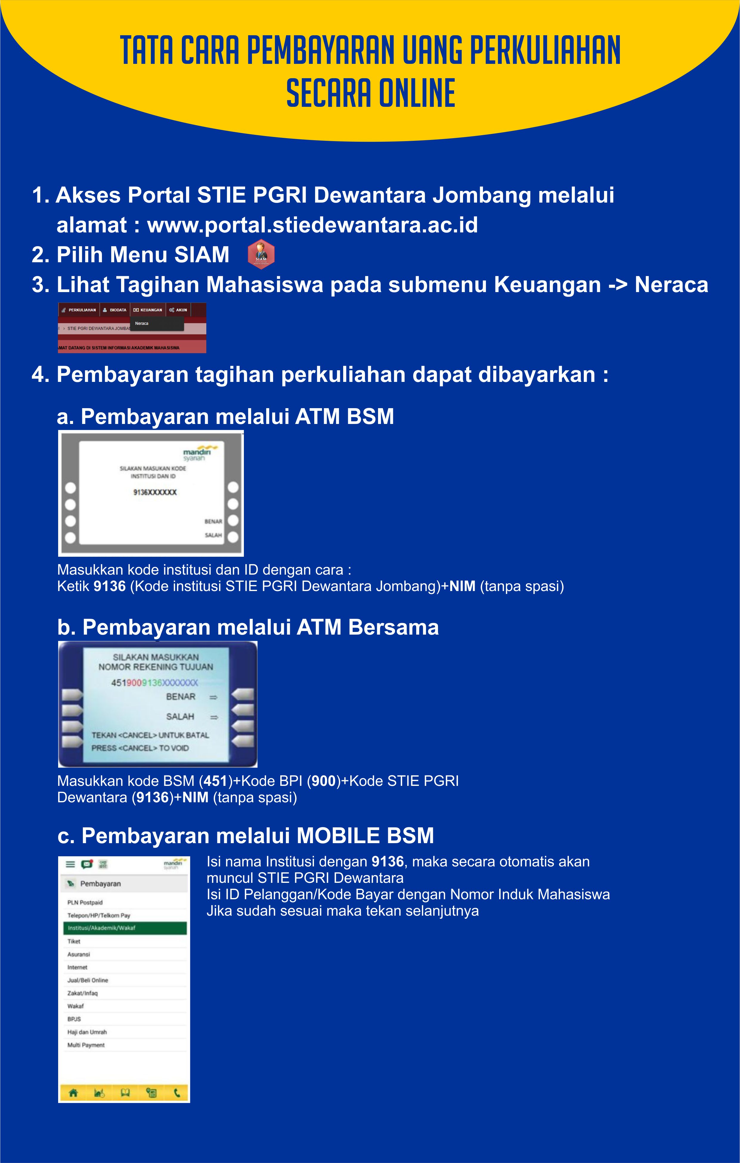 Tata Cara Pembayaran Uang Perkuliahan Secara Online Stie Pgri Dewantara Jombang